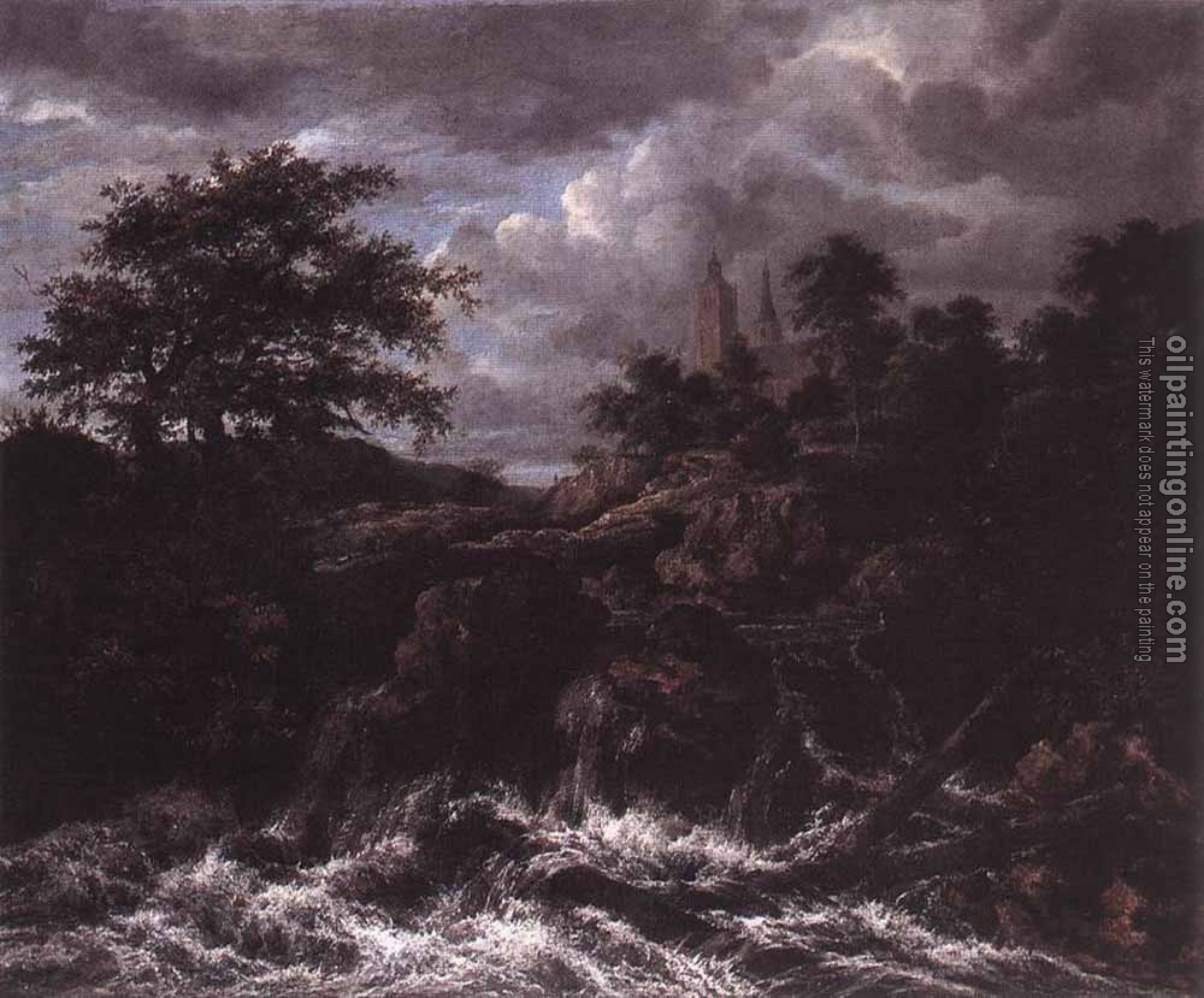 Jacob van Ruisdael - Waterfall By A Church